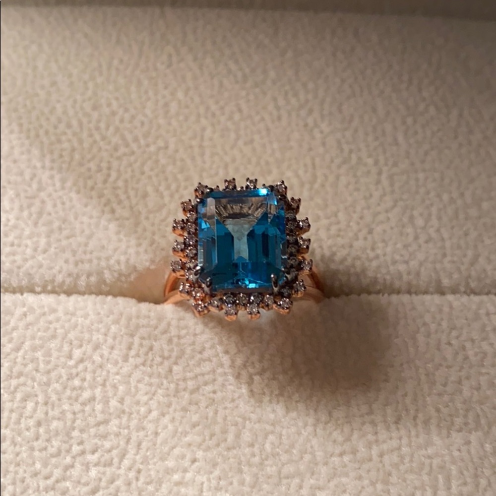 Suzanne Kalamazoo Blue Topaz Diamond Ring
